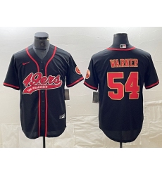 Men's San Francisco 49ers #54 Fred Warner Black Red With Cool Base Stitched Baseball Jersey