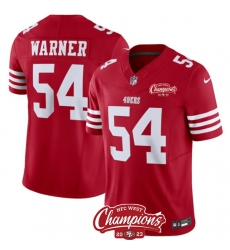 Men's San Francisco 49ers #54 Fred Warner Red 2023 F.U.S.E. NFC West Champions Football Stitched Jersey