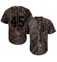 Men's Majestic San Francisco Giants #45 Derek Holland Authentic Camo Realtree Collection Flex Base MLB Jersey
