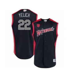 Youth Milwaukee Brewers #22 Christian Yelich Authentic Navy Blue National League 2019 Baseball All-Star Jersey