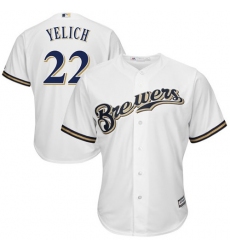 Youth Milwaukee Brewers #22 Christian Yelich White Cool Base Stitched MLB Jersey