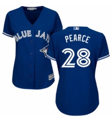Women's Majestic Toronto Blue Jays #28 Steve Pearce Replica Blue Alternate MLB Jersey