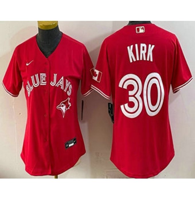 Women's Toronto Blue Jays #30 Alejandro Kirk Red Alternate Cool Base Jersey