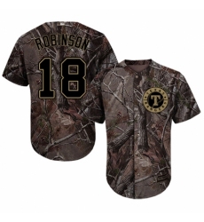 Youth Majestic Texas Rangers #18 Drew Robinson Authentic Camo Realtree Collection Flex Base MLB Jersey