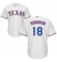 Youth Majestic Texas Rangers #18 Drew Robinson Authentic White Home Cool Base MLB Jersey