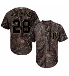 Men's Majestic Tampa Bay Rays #28 Daniel Robertson Authentic Camo Realtree Collection Flex Base MLB Jersey