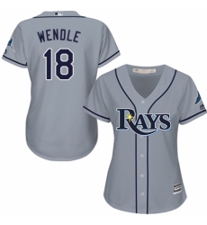 Women's Majestic Tampa Bay Rays #18 Joey Wendle Replica Grey Road Cool Base MLB Jersey