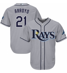 Youth Majestic Tampa Bay Rays #21 Christian Arroyo Replica Grey Road Cool Base MLB Jersey