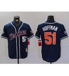 Men's San Diego Padres #51 Trevor Hoffman Navy Player Number Cooperstown Cool Base Jersey