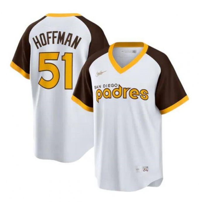 Men's San Diego Padres #51 Trevor Hoffman White Cooperstown Stitched Jersey