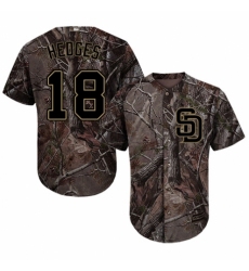 Youth Majestic San Diego Padres #18 Austin Hedges Authentic Camo Realtree Collection Flex Base MLB Jersey
