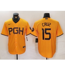 Men's Pittsburgh Pirates #15 Oneil Cruz Yellow 2023 City Connect Stitched Jersey