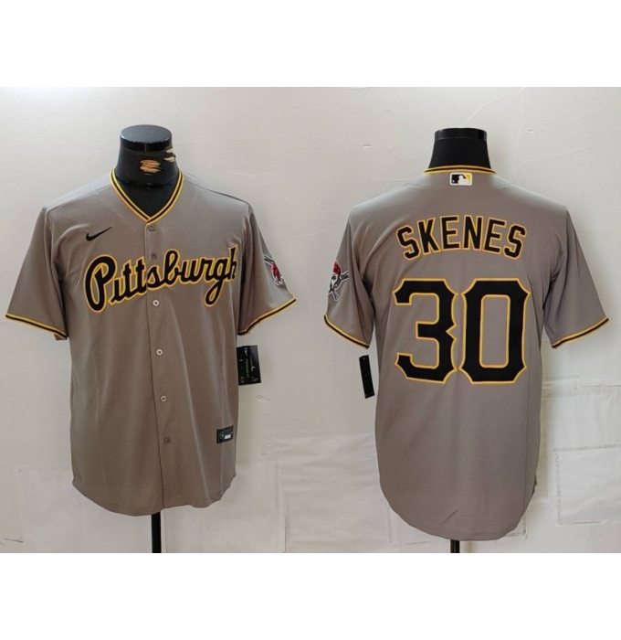 Men's Pittsburgh Pirates #30 Paul Skenes Grey Stitched Jersey