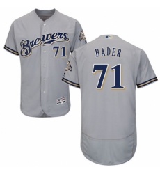 Men's Majestic Milwaukee Brewers #71 Josh Hader Grey Road Flex Base Authentic Collection MLB Jersey