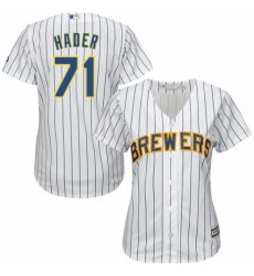 Women's Majestic Milwaukee Brewers #71 Josh Hader Authentic White Home Cool Base MLB Jersey