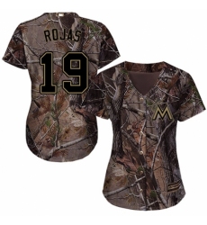 Women's Majestic Miami Marlins #19 Miguel Rojas Authentic Camo Realtree Collection Flex Base MLB Jersey