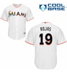 Youth Majestic Miami Marlins #19 Miguel Rojas Replica White Home Cool Base MLB Jersey