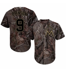 Youth Majestic Miami Marlins #9 Lewis Brinson Authentic Camo Realtree Collection Flex Base MLB Jersey