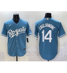 Men's Kansas City Royals #14 Jac Caglianone Light Blue Cool Base Stitched Baseball Jersey