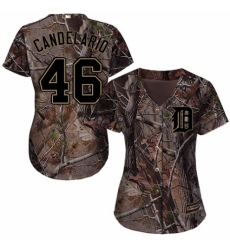 Women's Majestic Detroit Tigers #46 Jeimer Candelario Authentic Camo Realtree Collection Flex Base MLB Jersey