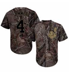 Youth Majestic Cleveland Indians #4 Bradley Zimmer Authentic Camo Realtree Collection Flex Base MLB Jersey