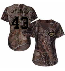 Women's Majestic Cincinnati Reds #43 Scott Schebler Authentic Camo Realtree Collection Flex Base MLB Jersey