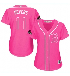Women's Majestic Boston Red Sox #11 Rafael Devers Authentic Pink Fashion 2018 World Series Champions MLB Jersey