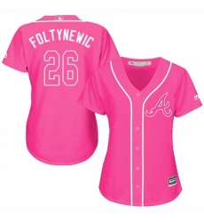 Women's Majestic Atlanta Braves #26 Mike Foltynewicz Replica Pink Fashion Cool Base MLB Jersey