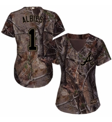 Women's Majestic Atlanta Braves #1 Ozzie Albies Authentic Camo Realtree Collection Flex Base MLB Jersey