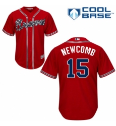 Men's Majestic Atlanta Braves #15 Sean Newcomb Replica Red Alternate Cool Base MLB Jersey