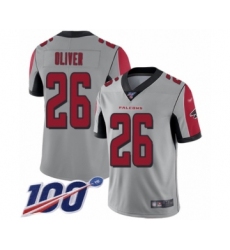 Youth Atlanta Falcons #26 Isaiah Oliver Limited Silver Inverted Legend 100th Season Football Jersey