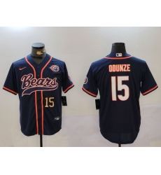 Men's Chicago Bears #15 Rome Odunze Navy Throwback With Cool Base Stitched Baseball Jerseys