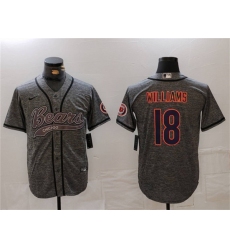 Men's Chicago Bears #18 Caleb Williams Grey With Cool Base Stitched Baseball Jersey