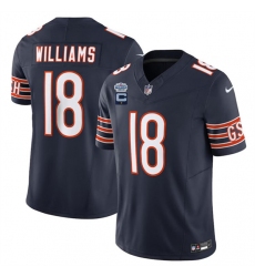 Men's Chicago Bears #18 Caleb Williams Navy 2024 F.U.S.E. With Draft Patch And 1-star C Vapor Football Stitched Jersey