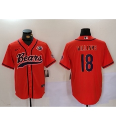 Men's Chicago Bears #18 Caleb Williams Orange Throwback With Cool Base Stitched Baseball Jersey