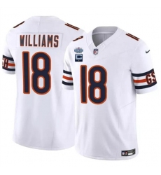 Men's Chicago Bears #18 Caleb Williams White 2024 F.U.S.E. With Draft And 1-star C Patch Vapor Football Stitched Jersey