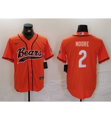 Men's Chicago Bears #2 DJ Moore Orange With Cool Base Stitched Baseball Jersey