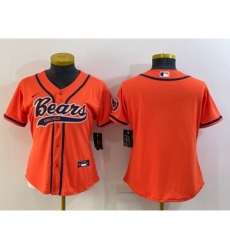 Women's Chicago Bears Blank Orange With Patch Cool Base Stitched Baseball Jersey