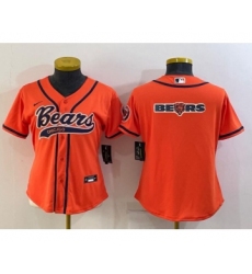 Women's Chicago Bears Orange Team Big Logo With Patch Cool Base Stitched Baseball Jersey