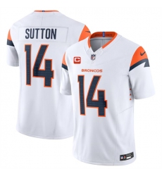 Men's Denver Broncos #14 Courtland Sutton White 2024 F.U.S.E. With 4-Star C Vapor Limited Stitched Football Jersey