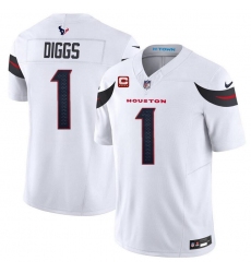 Men's Houston Texans #1 Stefon Diggs White 2024 Vapor F.U.S.E. With 4-Star C Limited Stitched Jersey