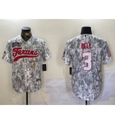 Men's Houston Texans #3 Tank Dell Arctic Camo 2024 Salute to Service Stitched Baseball Jerseys