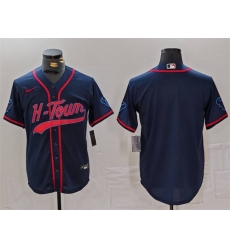 Men's Houston Texans Blank Navy With Cool Base Stitched Baseball Jersey