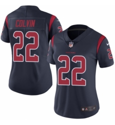 Women's Nike Houston Texans #22 Aaron Colvin Limited Navy Blue Rush Vapor Untouchable NFL Jersey
