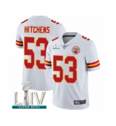 Men's Kansas City Chiefs #53 Anthony Hitchens White Vapor Untouchable Limited Player Super Bowl LIV Bound Football Jersey