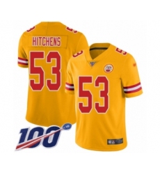 Youth Kansas City Chiefs #53 Anthony Hitchens Limited Gold Inverted Legend 100th Season Football Jersey