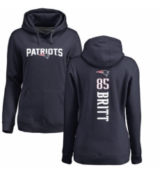 NFL Women's Nike New England Patriots #85 Kenny Britt Navy Blue Backer Pullover Hoodie