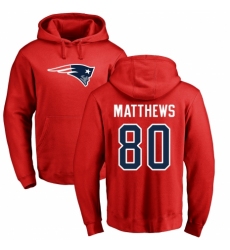 NFL Nike New England Patriots #80 Jordan Matthews Red Name & Number Logo Pullover Hoodie