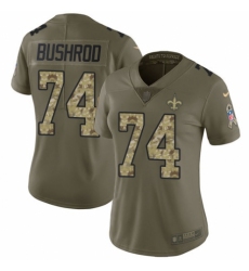 Women's Nike New Orleans Saints #74 Jermon Bushrod Limited Olive/Camo 2017 Salute to Service NFL Jersey
