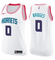 Women's Nike Charlotte Hornets #0 Miles Bridges Swingman White Pink Fashion NBA Jersey